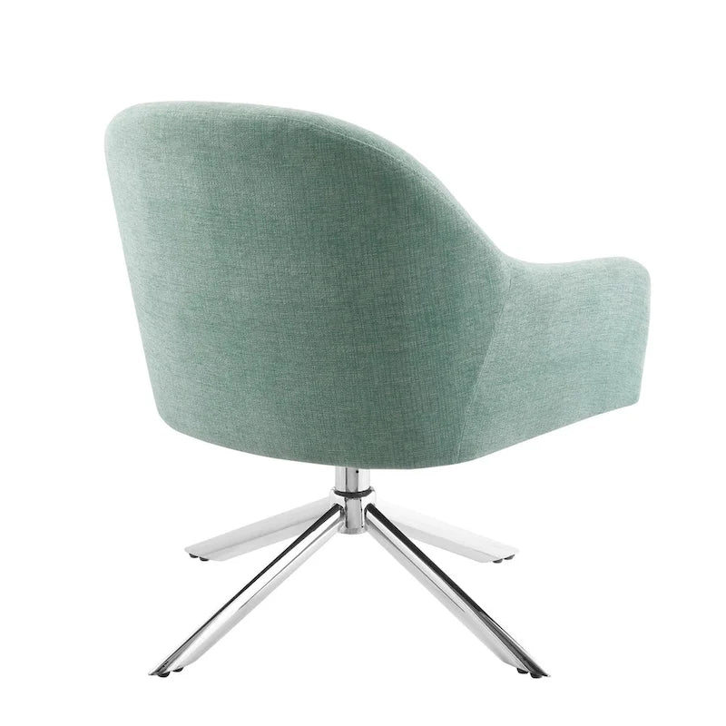 Sillón decorativo giratorio tapizado con base cromada