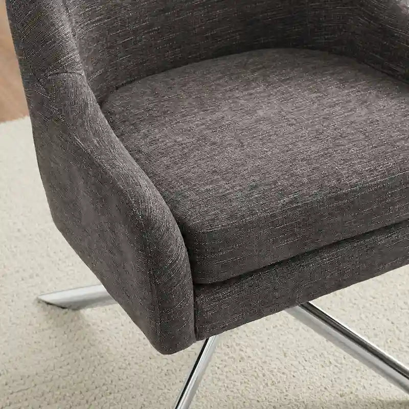Sillón decorativo giratorio tapizado con base cromada