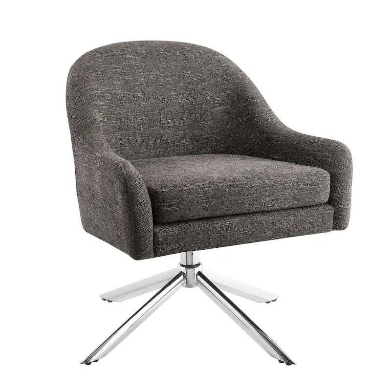 Sillón decorativo giratorio tapizado con base cromada