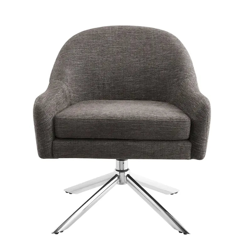 Sillón decorativo giratorio tapizado con base cromada
