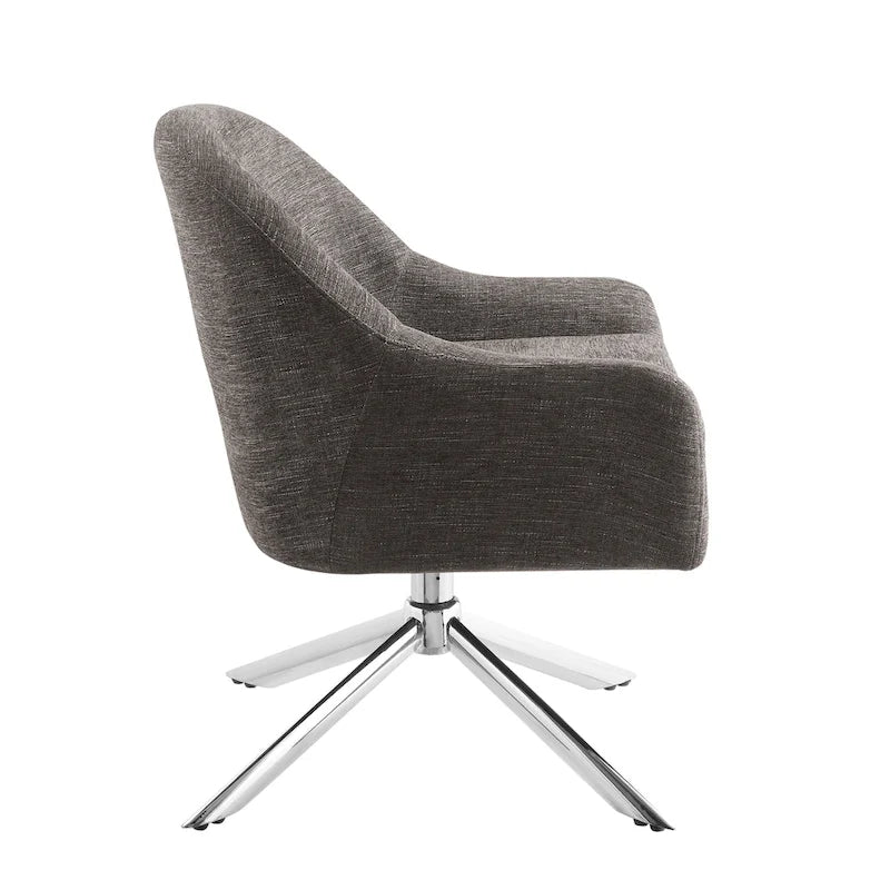 Sillón decorativo giratorio tapizado con base cromada
