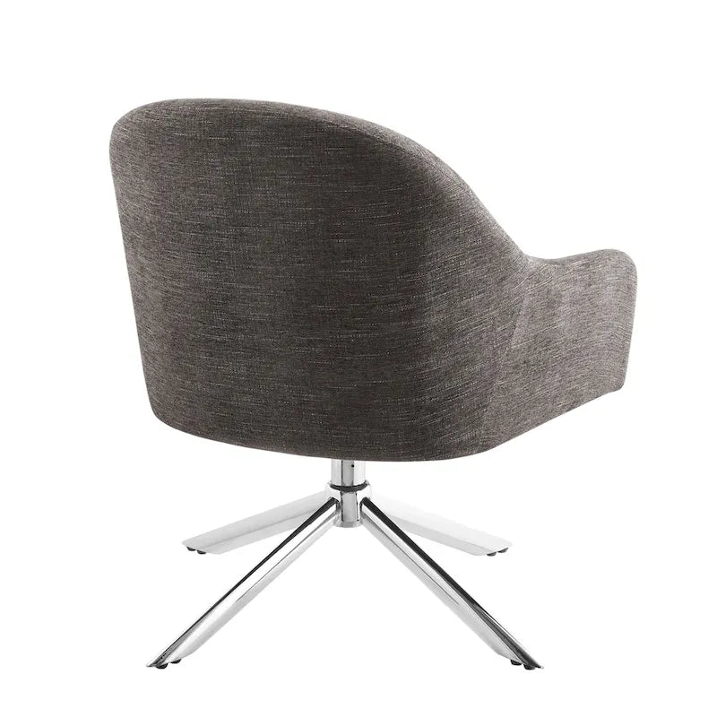 Sillón decorativo giratorio tapizado con base cromada