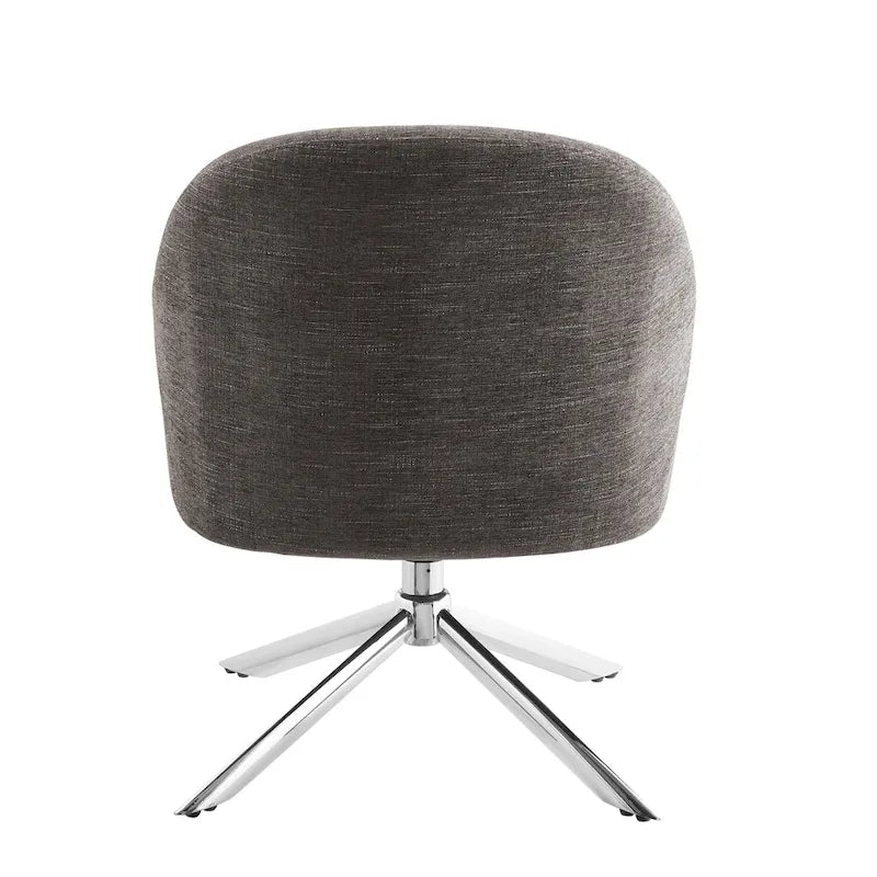 Sillón decorativo giratorio tapizado con base cromada
