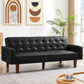 PU-Futon-Sofa für das Wohnzimmer, wandelbares gepolstertes Schlafsofa aus Kunstleder, kanalgesteppt, Futons für das Schlafzimmer