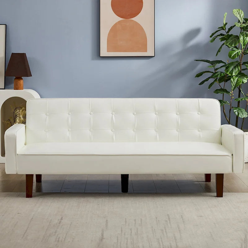 PU-Futon-Sofa für das Wohnzimmer, wandelbares gepolstertes Schlafsofa aus Kunstleder, kanalgesteppt, Futons für das Schlafzimmer