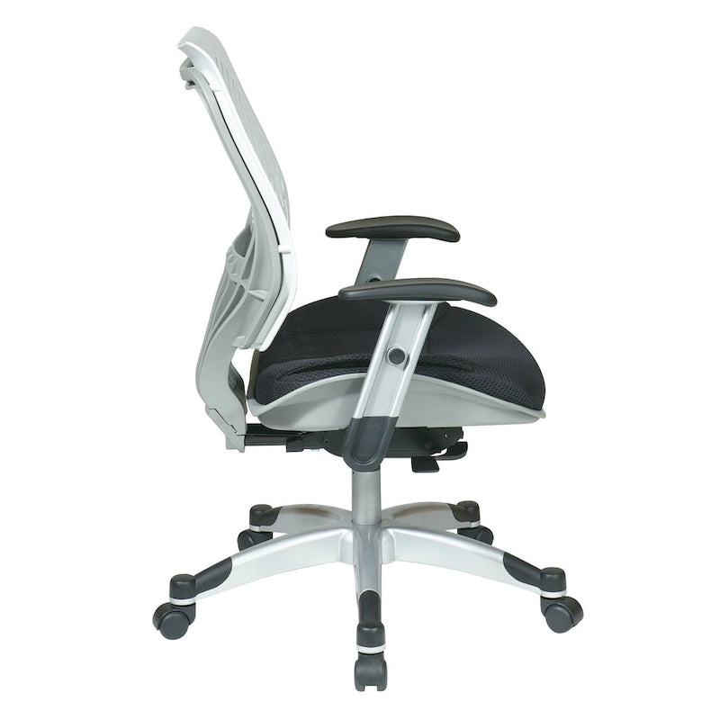Selbsteinstellender Bürostuhl mit Netzsitz und verstellbaren Armlehnen