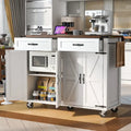 Isla de cocina estilo granja de 53.5 pulgadas con toma de corriente, extensión abatible y almacenamiento móvil