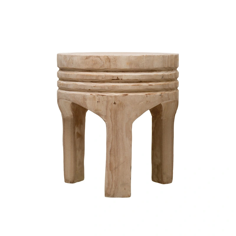 Taburete tallado de madera de paulownia