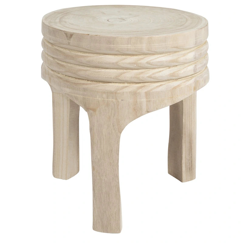 Taburete tallado de madera de paulownia