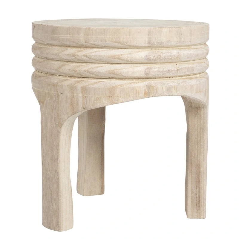 Taburete tallado de madera de paulownia