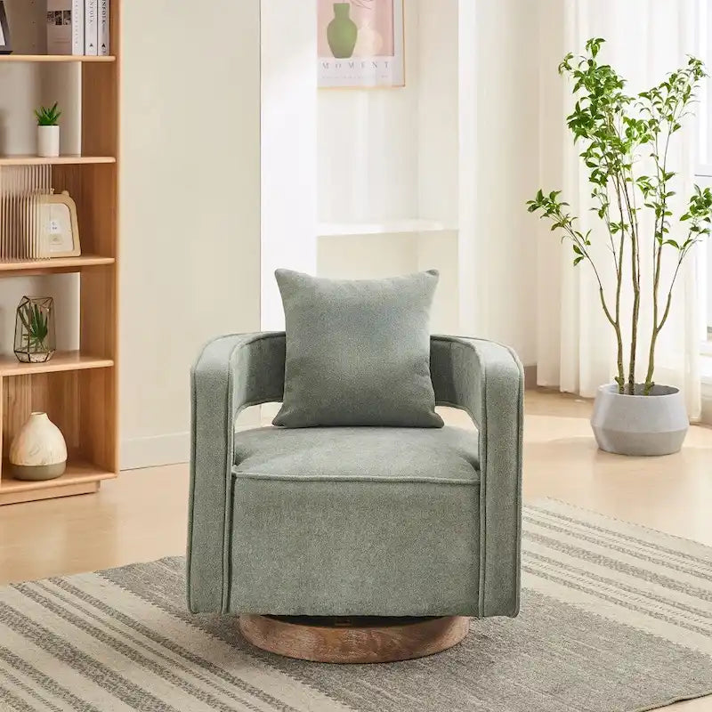 Silla decorativa giratoria de 29.1W con respaldo abierto y base envejecida