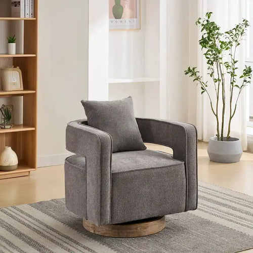 Silla decorativa giratoria de 29.1W con respaldo abierto y base envejecida
