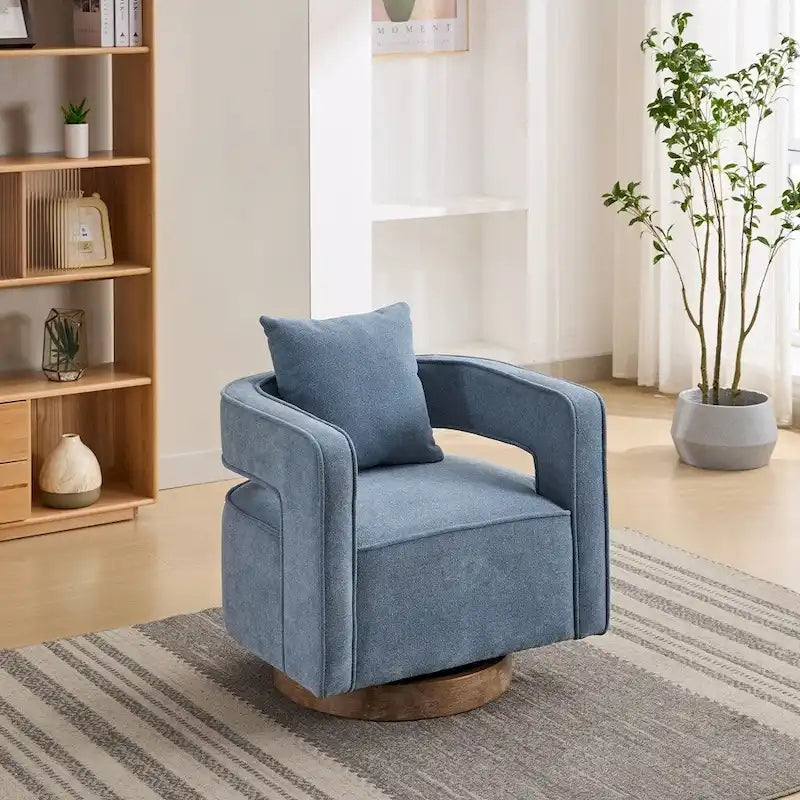 Silla decorativa giratoria de 29.1W con respaldo abierto y base envejecida