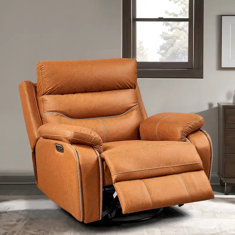 Sillón reclinable mecedor con dos motores, giratorio, reposacabezas eléctrico y carga USB