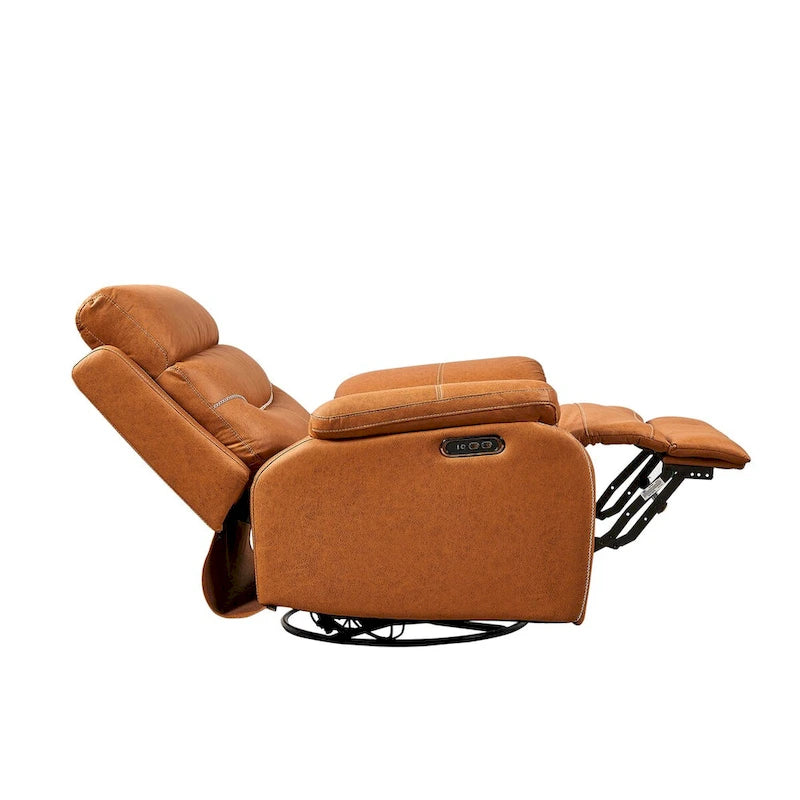 Sillón reclinable mecedor con dos motores, giratorio, reposacabezas eléctrico y carga USB