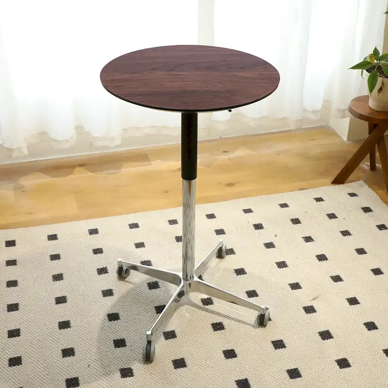 Mesa de bar ajustable y móvil, mesa de pub con giro de 360 grados, altura de barra y base de aluminio en forma de estrella, móvil para escritorio de pie o bistró