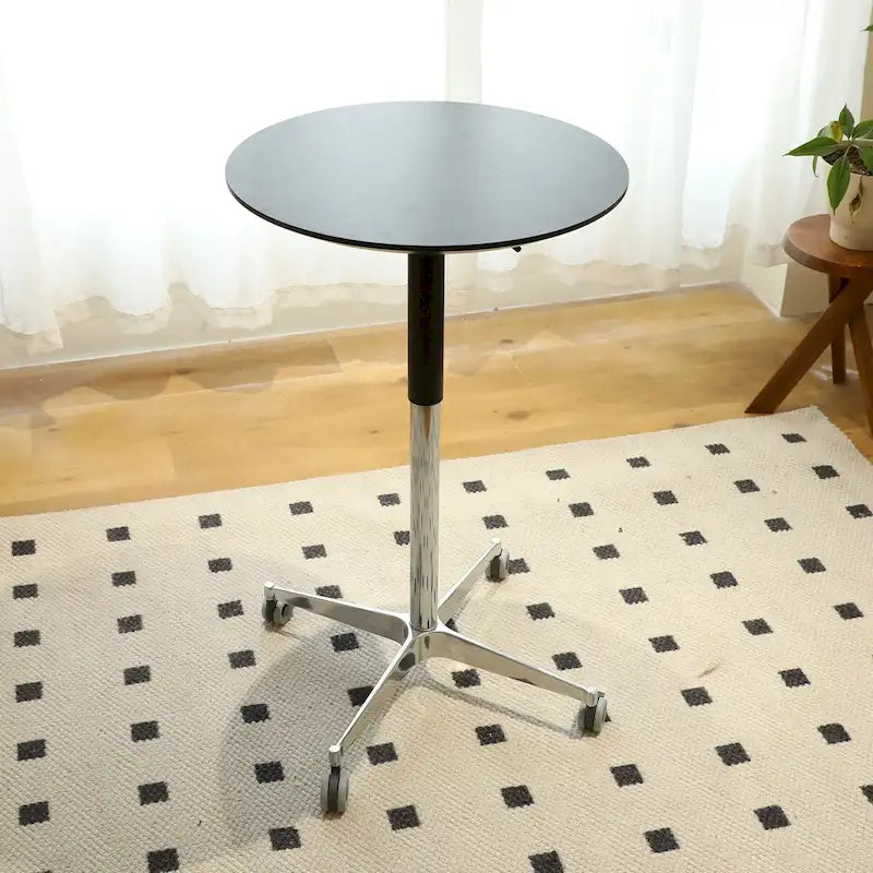 Mesa de bar ajustable y móvil, mesa de pub con giro de 360 grados, altura de barra y base de aluminio en forma de estrella, móvil para escritorio de pie o bistró