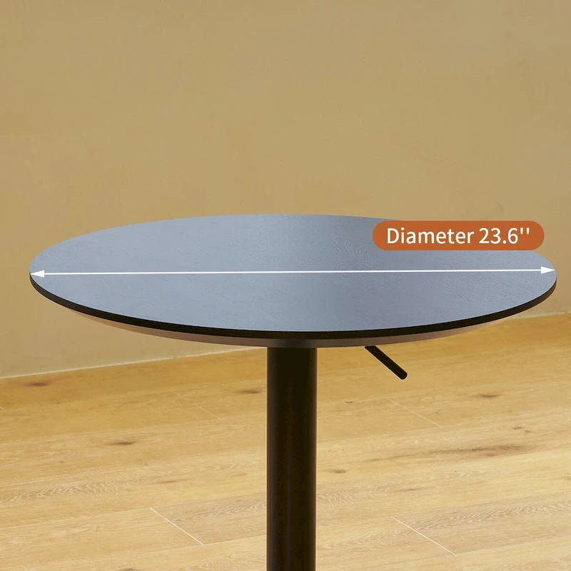 Mesa de bar ajustable y móvil, mesa de pub con giro de 360 grados, altura de barra y base de aluminio en forma de estrella, móvil para escritorio de pie o bistró