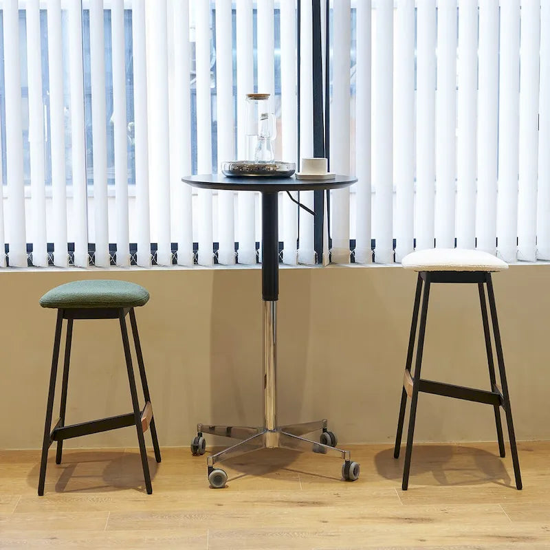 Mesa de bar ajustable y móvil, mesa de pub con giro de 360 grados, altura de barra y base de aluminio en forma de estrella, móvil para escritorio de pie o bistró