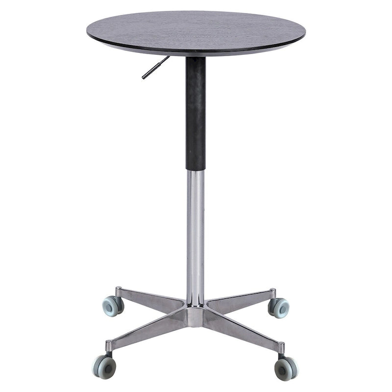 Mesa de bar ajustable y móvil, mesa de pub con giro de 360 grados, altura de barra y base de aluminio en forma de estrella, móvil para escritorio de pie o bistró