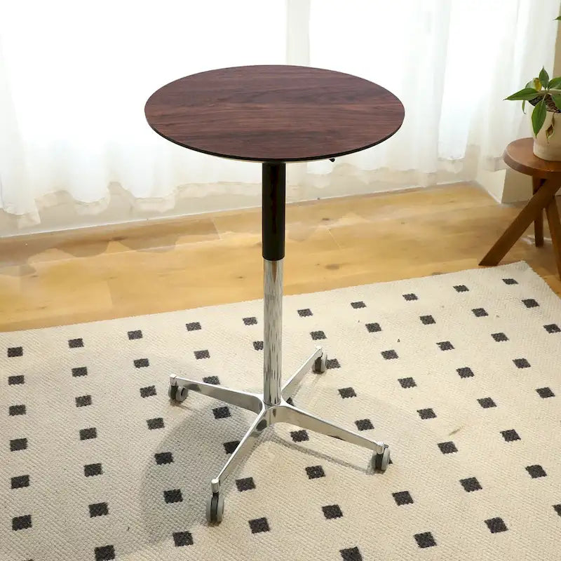 Mesa de bar ajustable y móvil, mesa de pub con giro de 360 grados, altura de barra y base de aluminio en forma de estrella, móvil para escritorio de pie o bistró