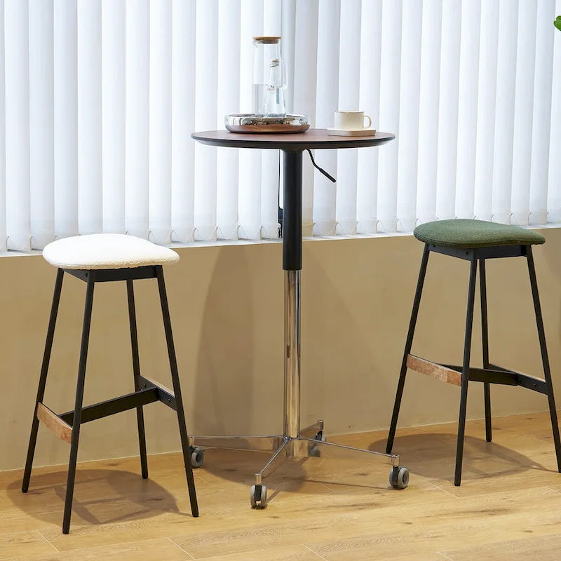 Mesa de bar ajustable y móvil, mesa de pub con giro de 360 grados, altura de barra y base de aluminio en forma de estrella, móvil para escritorio de pie o bistró