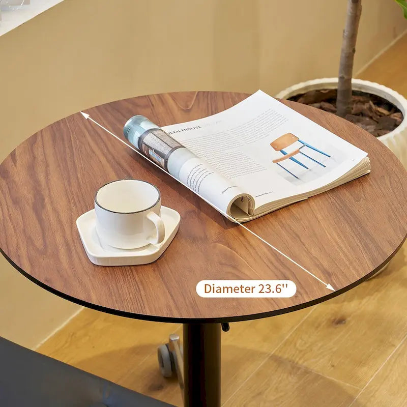Mesa de bar ajustable y móvil, mesa de pub con giro de 360 grados, altura de barra y base de aluminio en forma de estrella, móvil para escritorio de pie o bistró