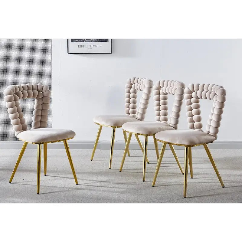 Silla moderna (juego de 4) con patas de tubo de hierro, cojines suaves y respaldo cómodo, ideal para el comedor o la sala