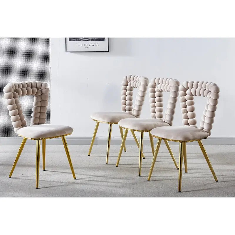 Modern Chair(set of 4 ) with Iron Tube Legs, Soft Cushions and Comfortable Backrest, Suitable for Dining Room, Living Room