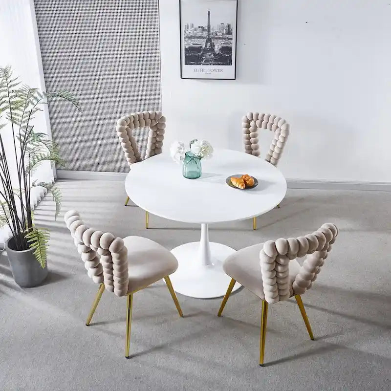 Silla moderna (juego de 4) con patas de tubo de hierro, cojines suaves y respaldo cómodo, ideal para el comedor o la sala