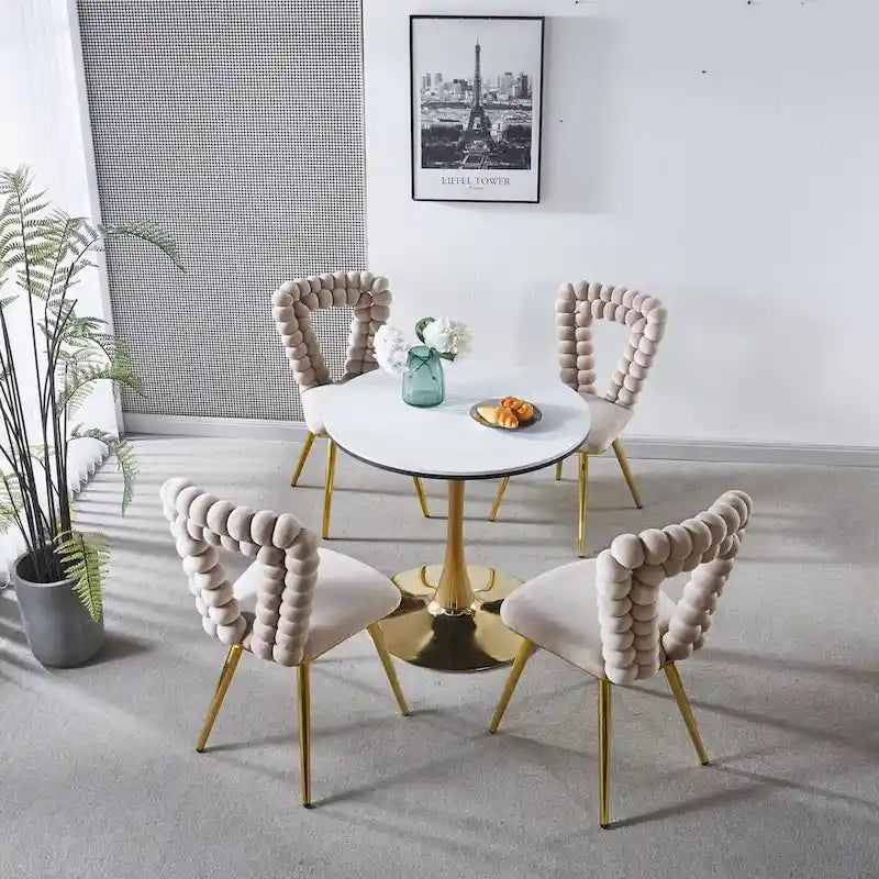 Silla moderna (juego de 4) con patas de tubo de hierro, cojines suaves y respaldo cómodo, ideal para el comedor o la sala