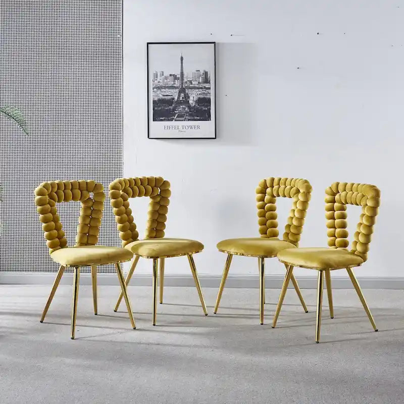 Moderner Stuhl (4er-Set) mit Beinen aus Eisenrohr, weichen Polstern und bequemer Rückenlehne, geeignet für Esszimmer und Wohnzimmer