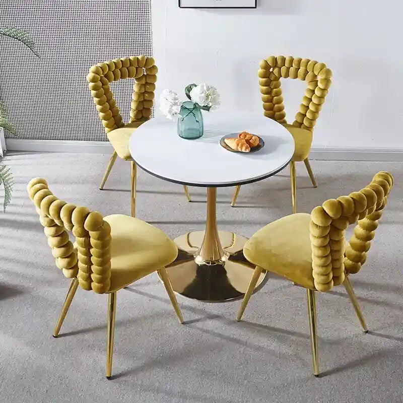Moderner Stuhl (4er-Set) mit Beinen aus Eisenrohr, weichen Polstern und bequemer Rückenlehne, geeignet für Esszimmer und Wohnzimmer
