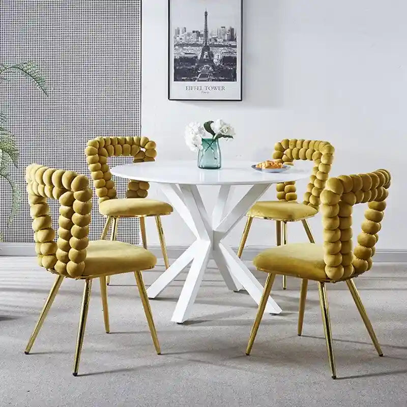 Moderner Stuhl (4er-Set) mit Beinen aus Eisenrohr, weichen Polstern und bequemer Rückenlehne, geeignet für Esszimmer und Wohnzimmer