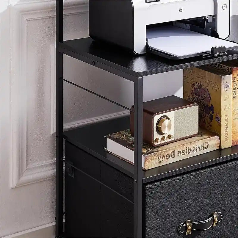 Archivador lateral móvil y soporte rodante para impresora con 3 estantes de almacenamiento abiertos - 15.75P x 31.5An x 43.5Al