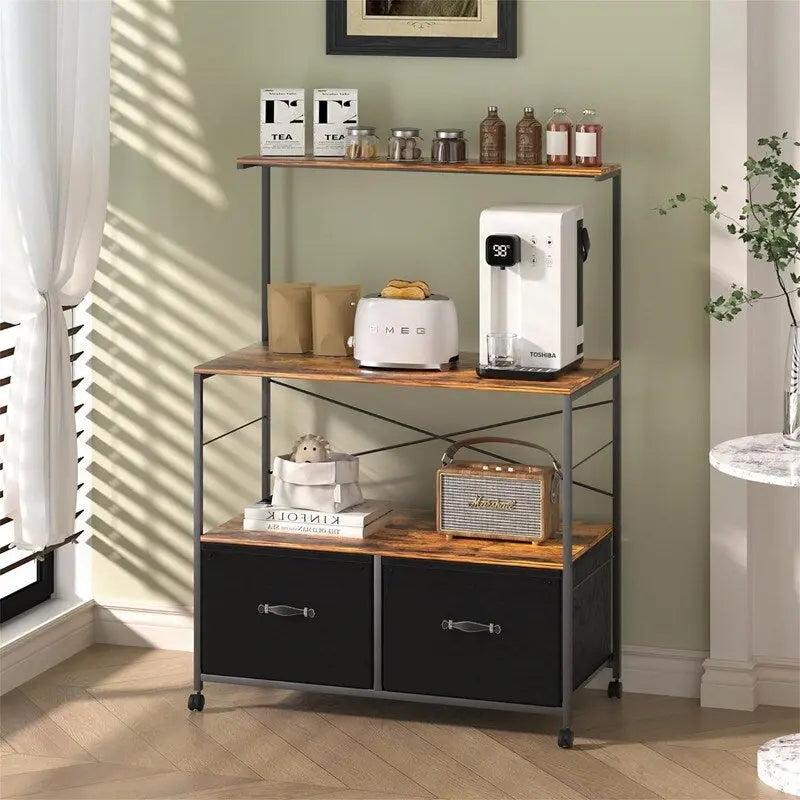 Archivador lateral móvil y soporte rodante para impresora con 3 estantes de almacenamiento abiertos - 15.75P x 31.5An x 43.5Al