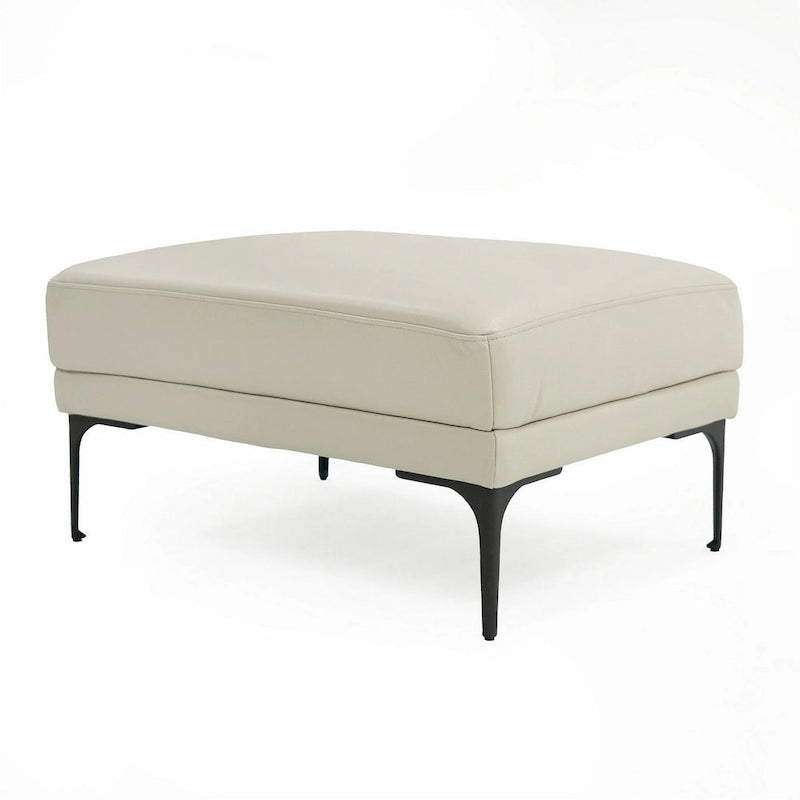Pouf rettangolare in pelle da 30 pollici, grigio chiaro