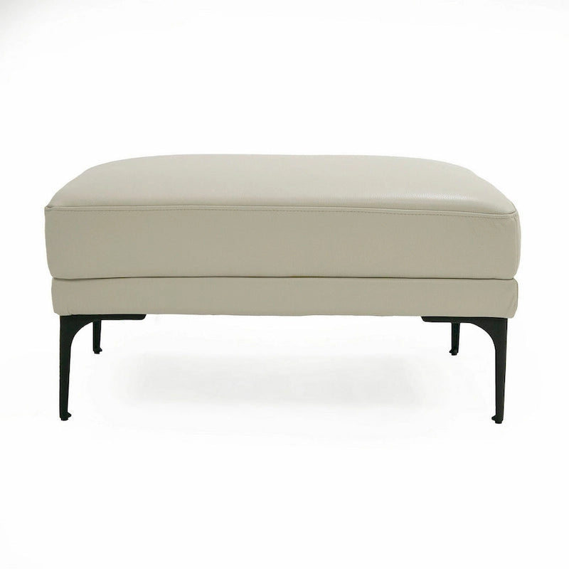 Pouf rettangolare in pelle da 30 pollici, grigio chiaro