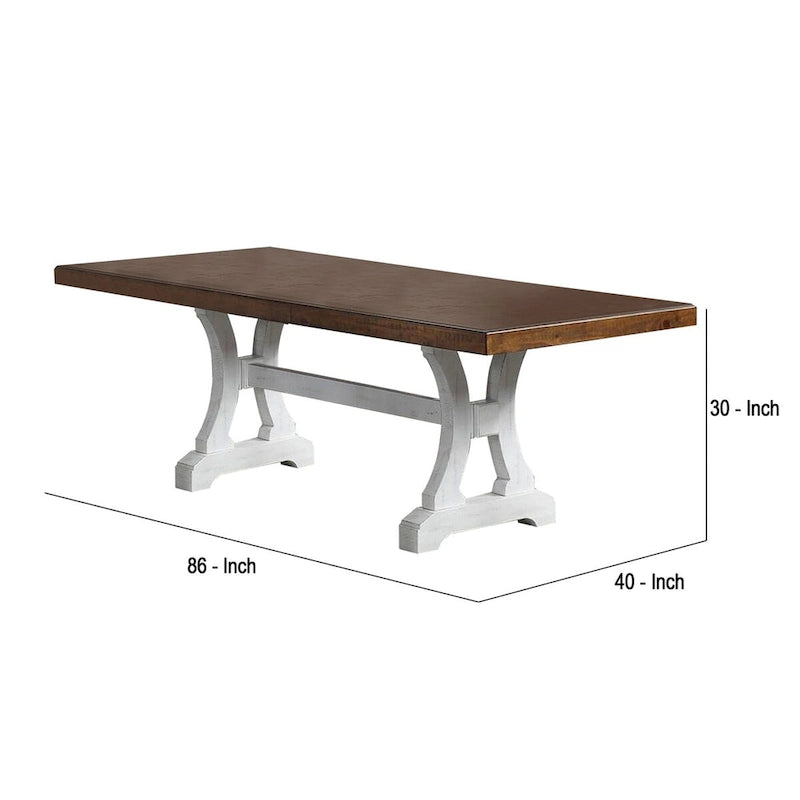 Mesa de comedor con base de caballete y extensión, negra y marrón