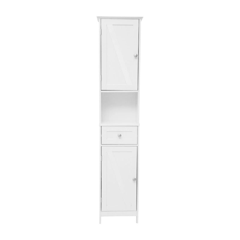 Freistehender Wäscheschrank im Landhausstil mit Regalen, Schublade und Türen