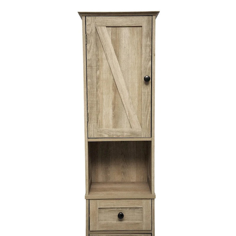 Freistehender Wäscheschrank im Landhausstil mit Regalen, Schublade und Türen