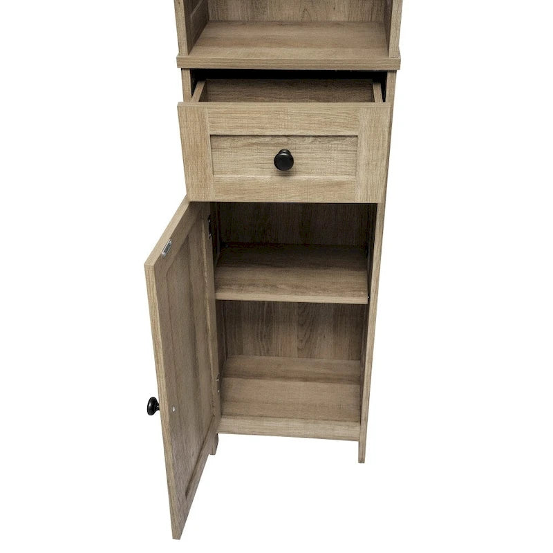 Freistehender Wäscheschrank im Landhausstil mit Regalen, Schublade und Türen