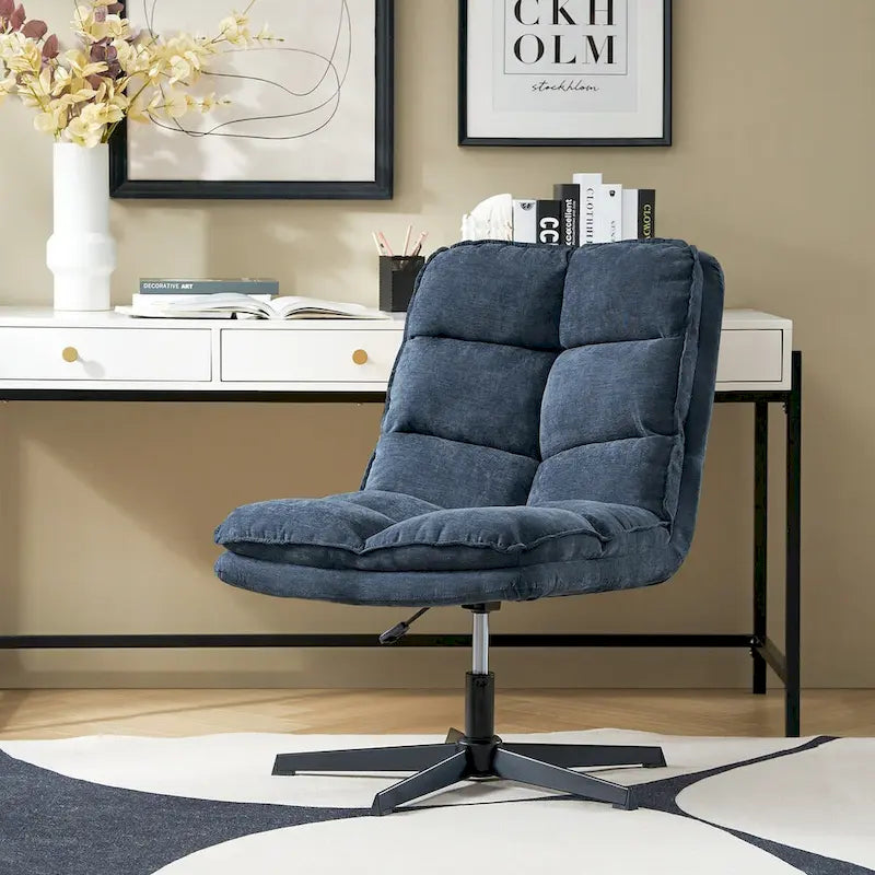 Silla de oficina giratoria sin brazos, con tapizado capitoné y altura ajustable