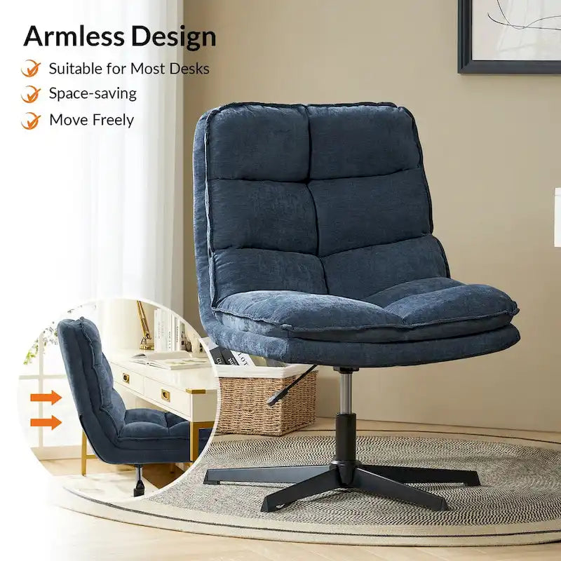 Silla de oficina giratoria sin brazos, con tapizado capitoné y altura ajustable