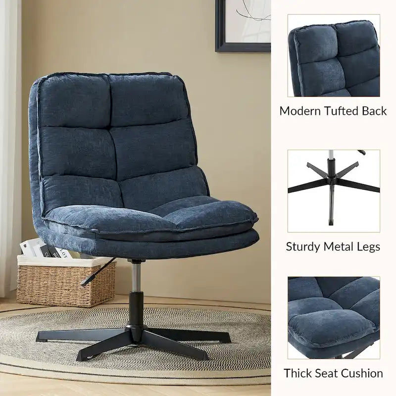 Silla de oficina giratoria sin brazos, con tapizado capitoné y altura ajustable