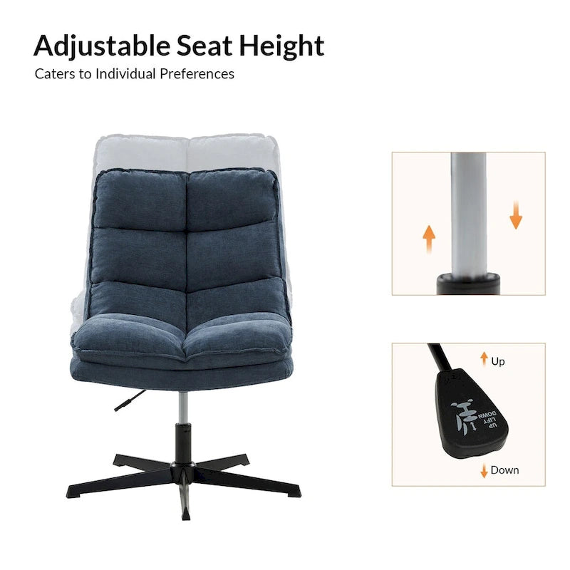 Silla de oficina giratoria sin brazos, con tapizado capitoné y altura ajustable