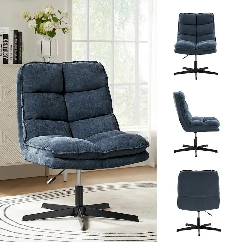 Silla de oficina giratoria sin brazos, con tapizado capitoné y altura ajustable