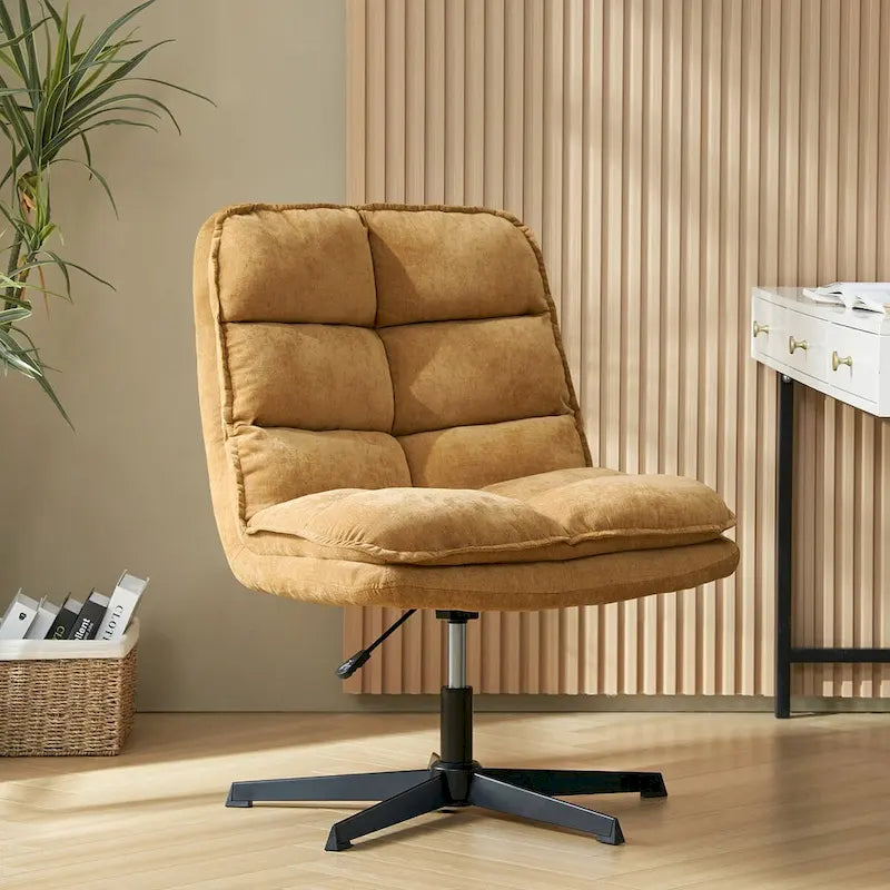 Silla de oficina giratoria sin brazos, con tapizado capitoné y altura ajustable