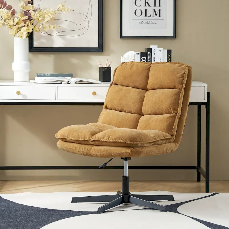 Silla de oficina giratoria sin brazos, con tapizado capitoné y altura ajustable