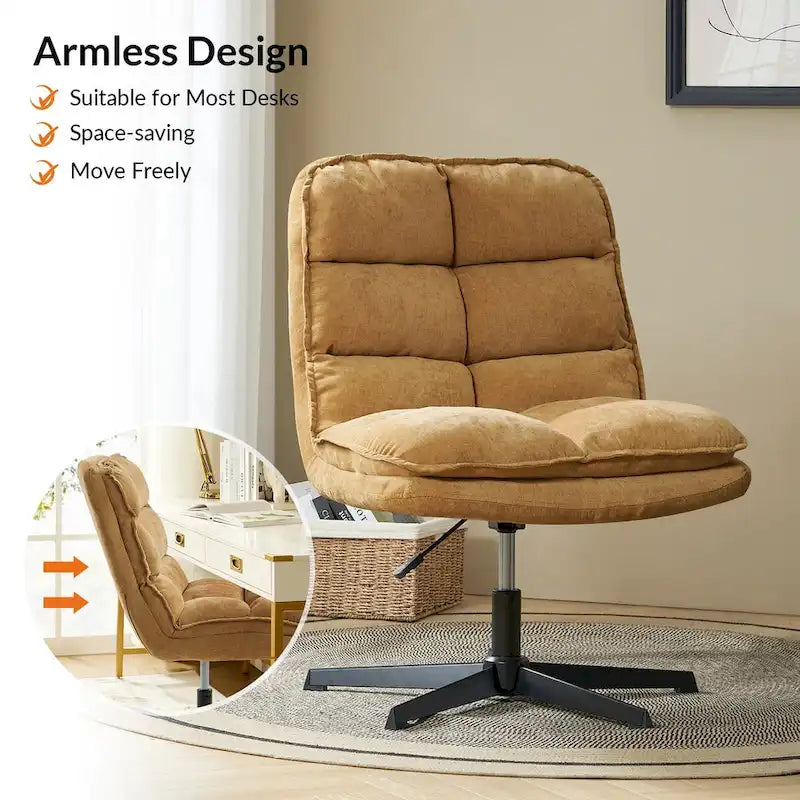 Silla de oficina giratoria sin brazos, con tapizado capitoné y altura ajustable